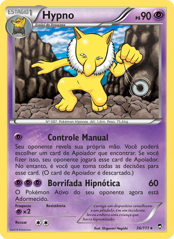 Hypno 36 — Punhos Furiosos (Portuguese Pokémon TCG card)