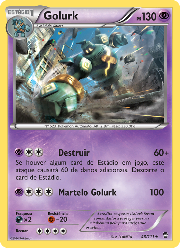 Golurk 43 — Punhos Furiosos (Portuguese Pokémon TCG card)