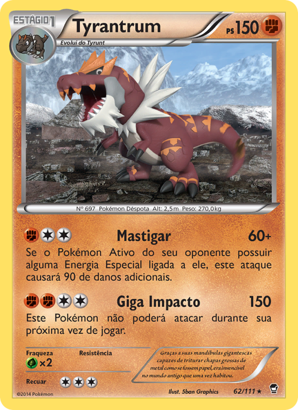 Tyrantrum 62 — Furious Fists (Portuguese Pokémon TCG card)