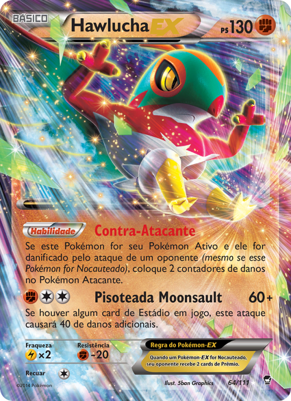 Hawlucha EX 64 — Furious Fists (Portuguese Pokémon TCG card)