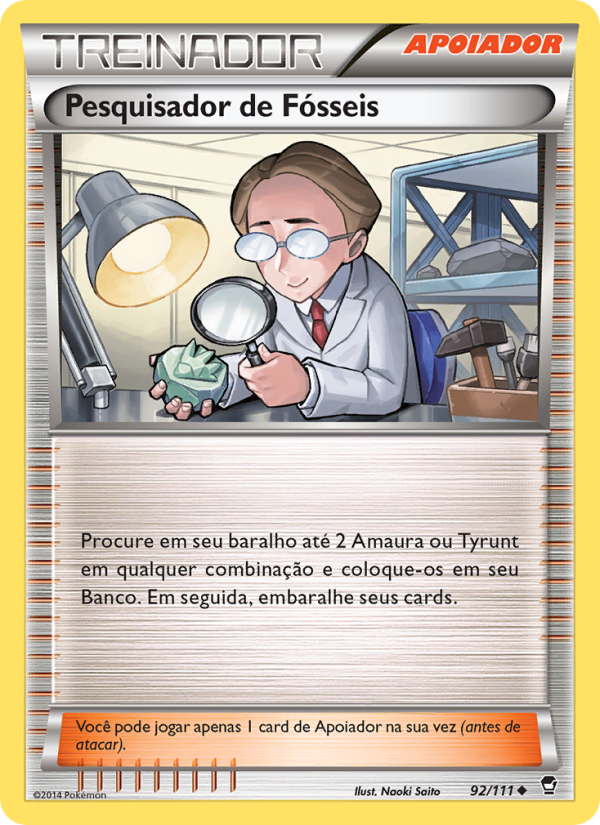 Pesquisador de Fósseis 92 — Punhos Furiosos (Portuguese Pokémon TCG card)