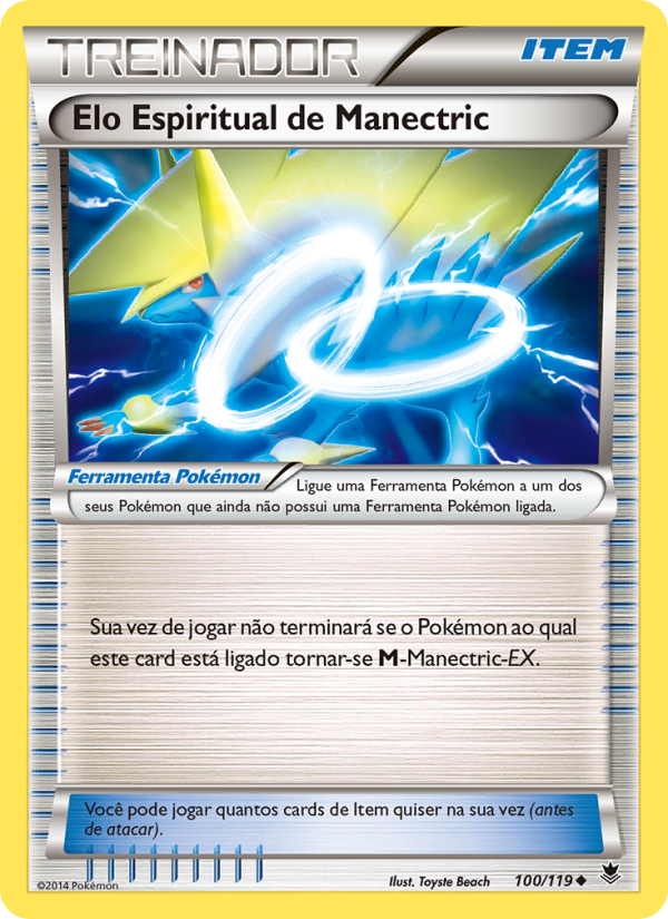 Elo Espiritual de Manectric 100 — Força Fantasma (Portuguese Pokémon TCG card)