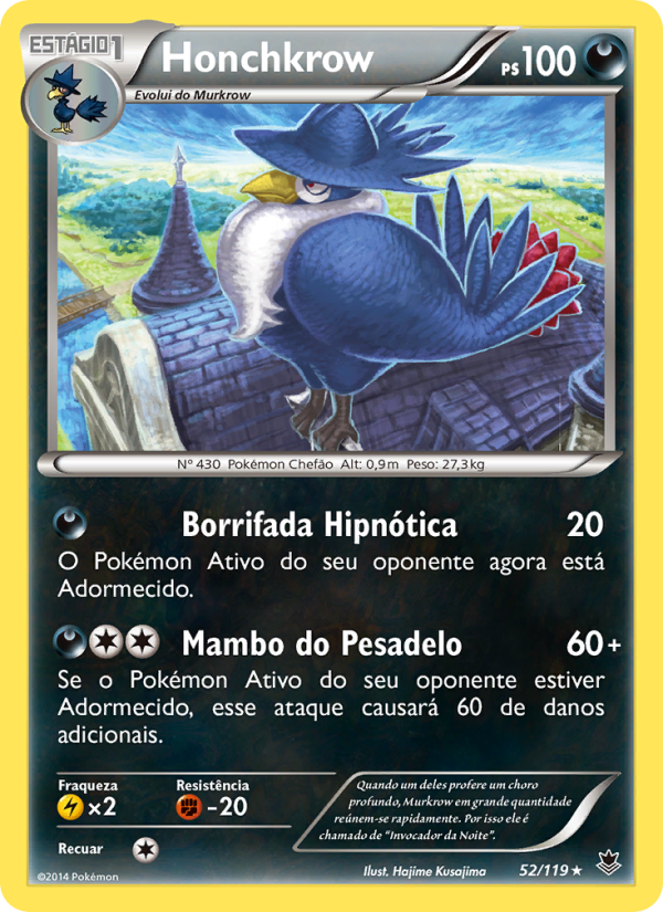 Honchkrow 52 — Força Fantasma (Portuguese Pokémon TCG card)