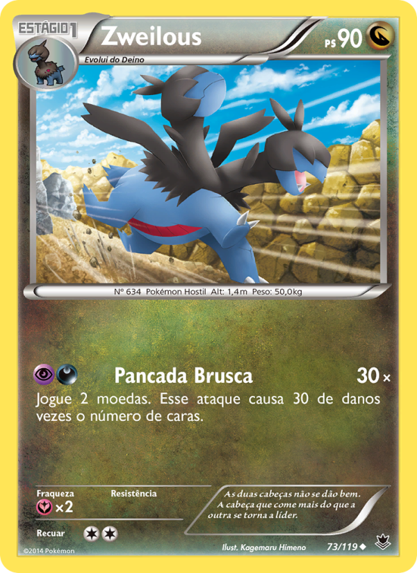 Zweilous 73 — Força Fantasma (Portuguese Pokémon TCG card)