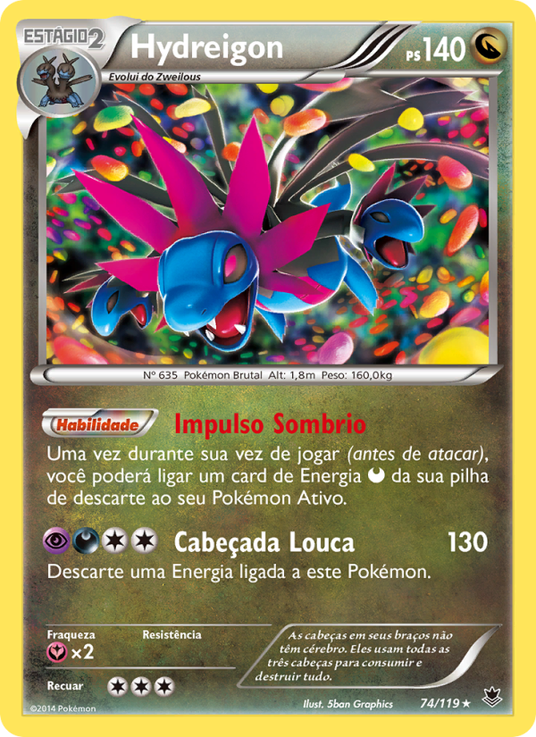 Hydreigon 74 — Força Fantasma (Portuguese Pokémon TCG card)