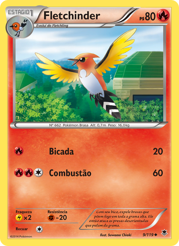 Fletchinder 9 — Phantom Forces (Portuguese Pokémon TCG card)