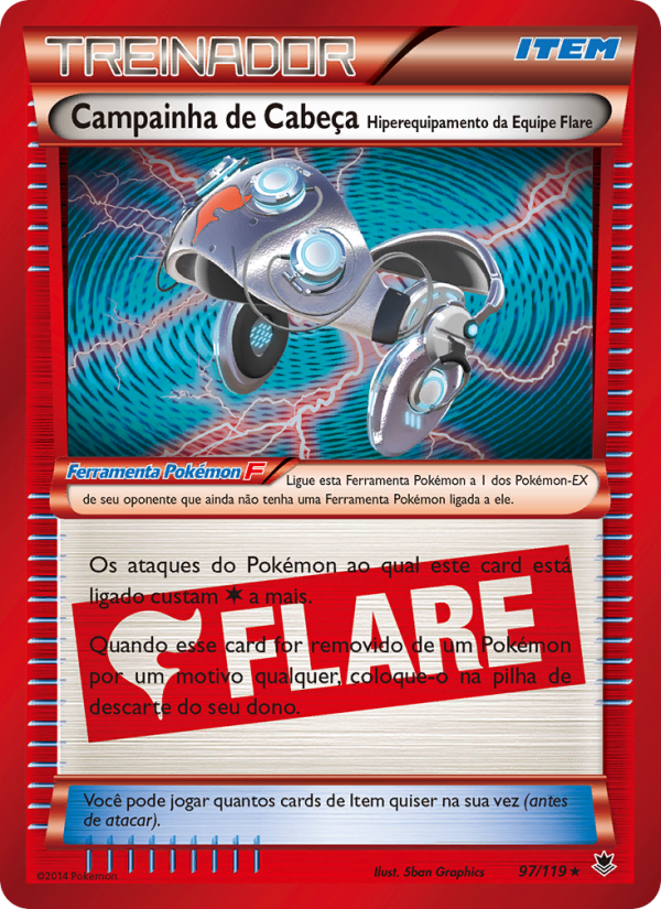 Campainha de Cabeça – Hiperequipamento da Equipe Flare 97 — Força Fantasma (Portuguese Pokémon TCG card)