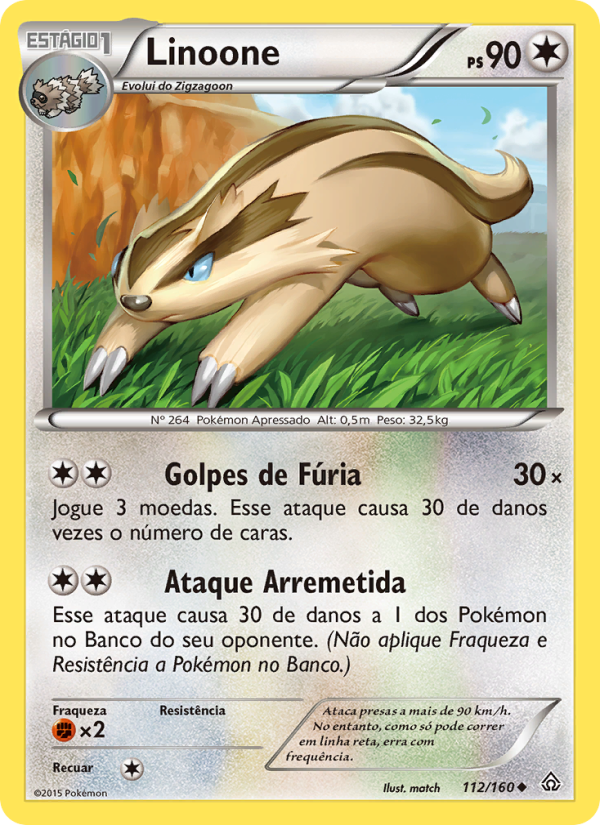 Linoone 112 — Conflito Primitivo (Portuguese Pokémon TCG card)