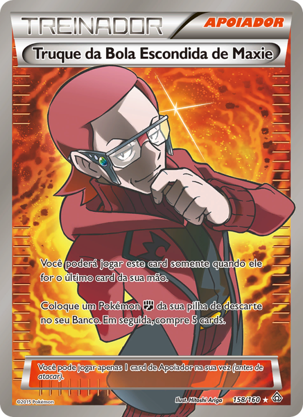 Truque da Bola Escondida de Maxie 158 — Conflito Primitivo (Portuguese Pokémon TCG card)