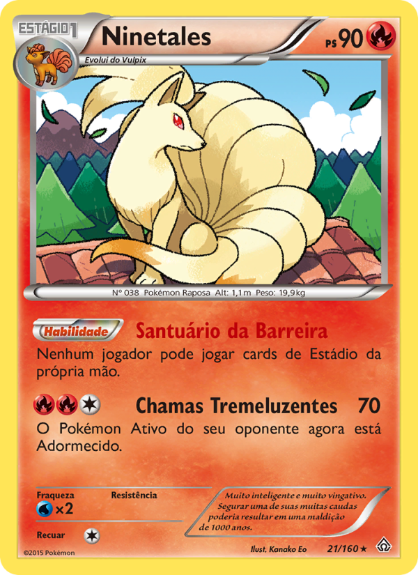 Ninetales 21 — Conflito Primitivo (Portuguese Pokémon TCG card)