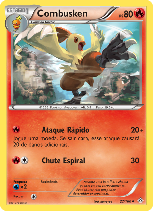 Combusken 27 — Conflito Primitivo (Portuguese Pokémon TCG card)