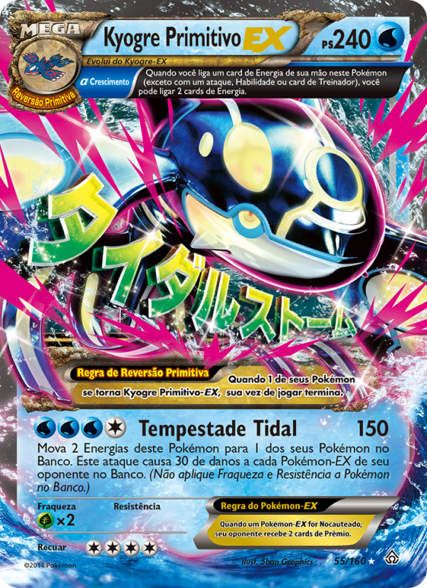 Kyogre PrimitivoEX 55 — Conflito Primitivo (Portuguese Pokémon TCG card)