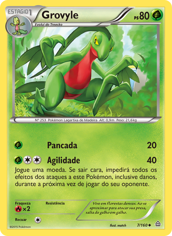 Grovyle 7 — Conflito Primitivo (Portuguese Pokémon TCG card)
