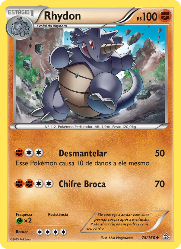 Rhydon 75 — Conflito Primitivo (Portuguese Pokémon TCG card)