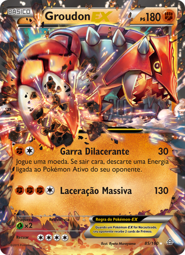 Groudon EX 85 — Conflito Primitivo (Portuguese Pokémon TCG card)