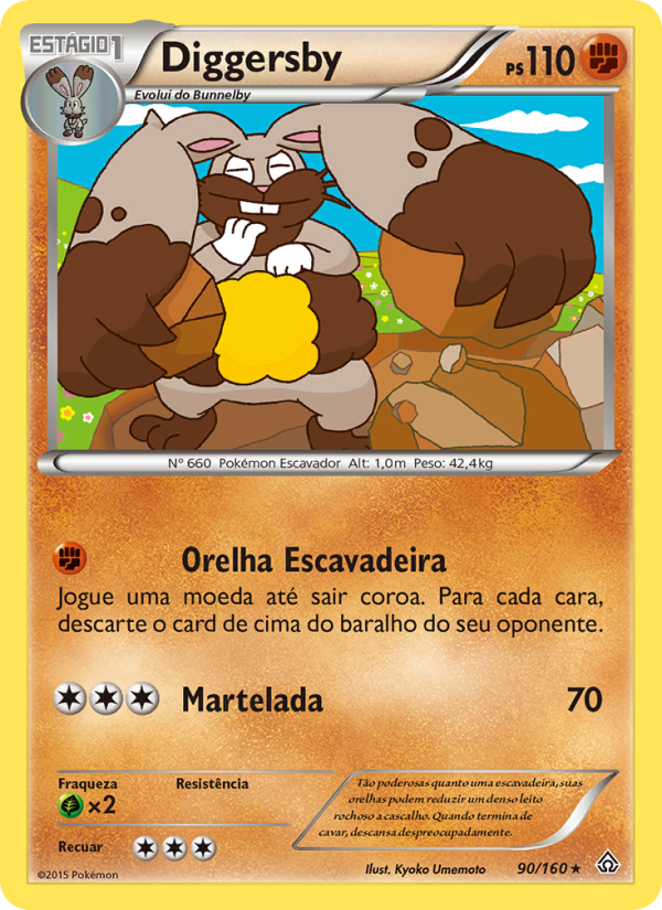 Diggersby 90 — Conflito Primitivo (Portuguese Pokémon TCG card)