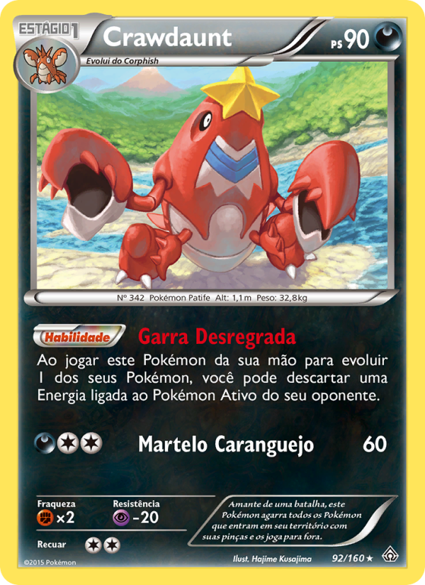 Crawdaunt 92 — Conflito Primitivo (Portuguese Pokémon TCG card)