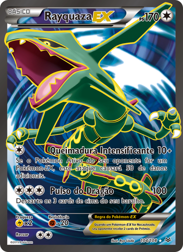 Rayquaza EX 104 — Céus Estrondosos (Portuguese Pokémon TCG card)