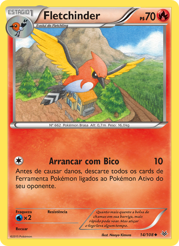 Fletchinder 14 — Céus Estrondosos (Portuguese Pokémon TCG card)