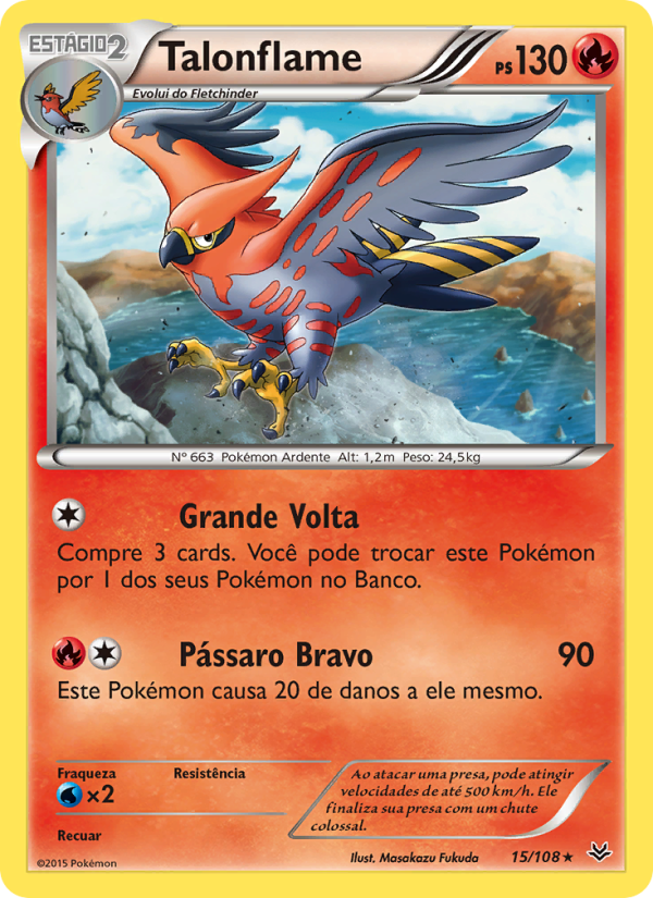 Talonflame 15 — Céus Estrondosos (Portuguese Pokémon TCG card)