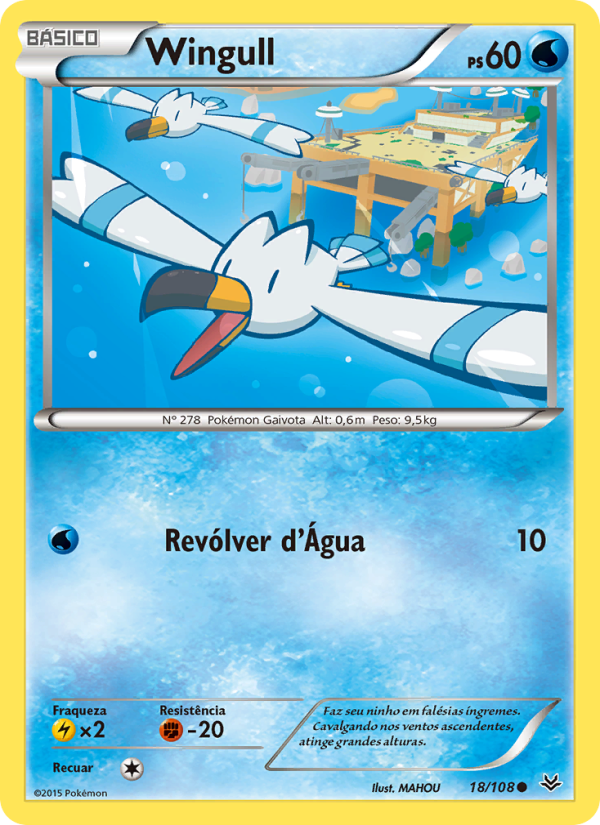 Wingull 18 — Roaring Skies (Portuguese Pokémon TCG card)
