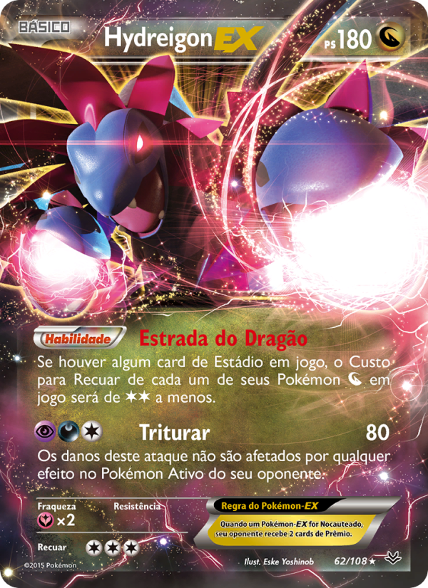Hydreigon EX 62 — Roaring Skies (Portuguese Pokémon TCG card)