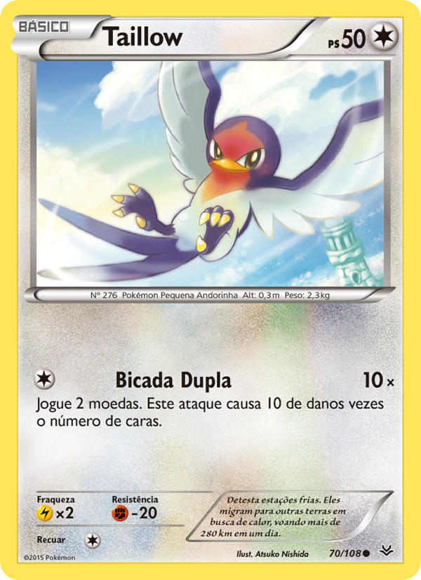 Taillow 70 — Roaring Skies (Portuguese Pokémon TCG card)