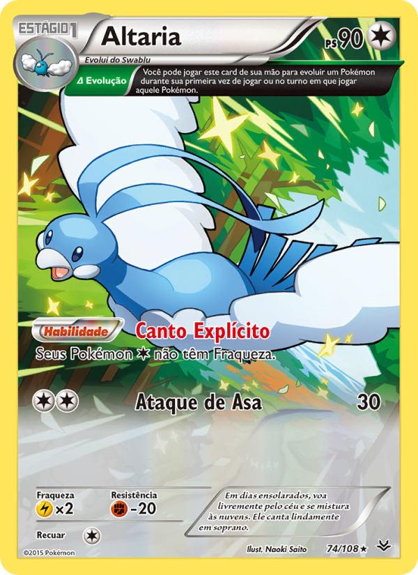 Altaria 74 — Roaring Skies (Portuguese Pokémon TCG card)