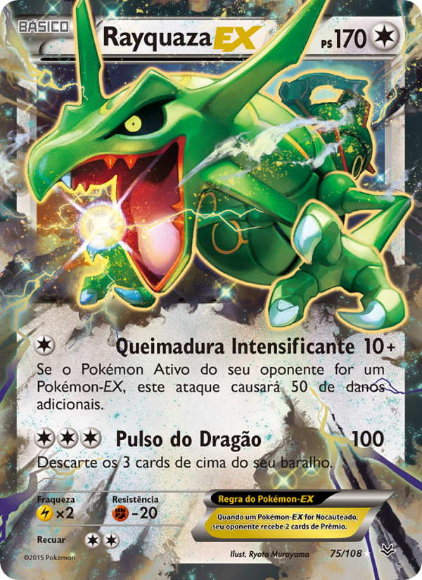 Rayquaza EX 75 — Roaring Skies (Portuguese Pokémon TCG card)