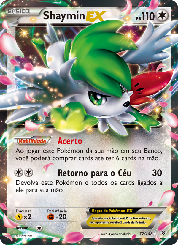 Shaymin EX 77 — Roaring Skies (Portuguese Pokémon TCG card)