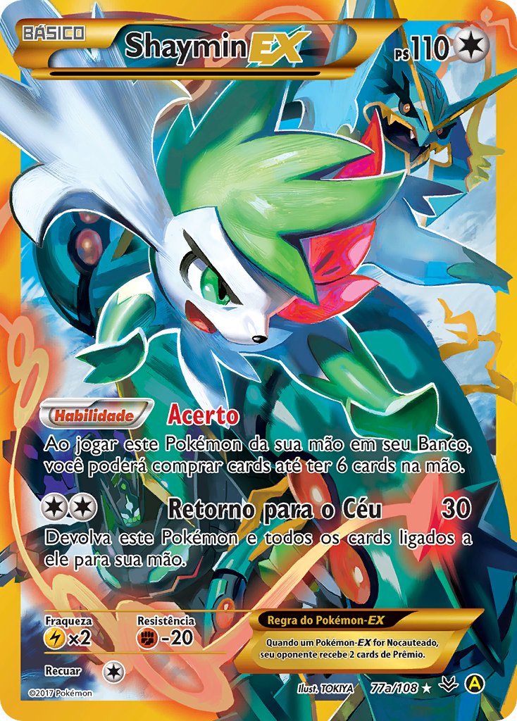 Shaymin EX 77a — Roaring Skies (Portuguese Pokémon TCG card)