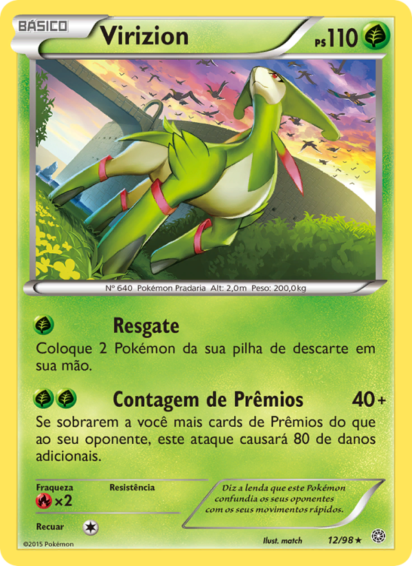 Virizion 12 — Origens Ancestrais (Portuguese Pokémon TCG card)