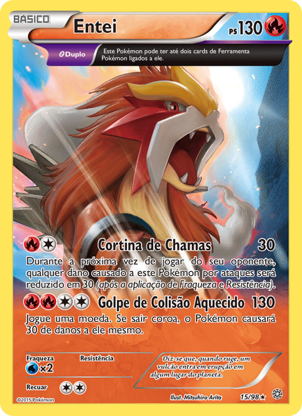 Entei 15 — Origens Ancestrais (Portuguese Pokémon TCG card)