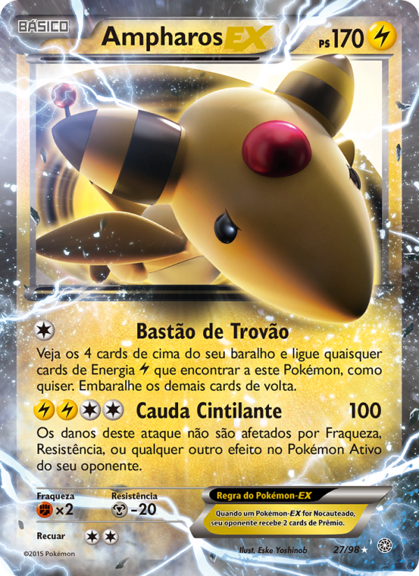 Ampharos EX 27 — Origens Ancestrais (Portuguese Pokémon TCG card)