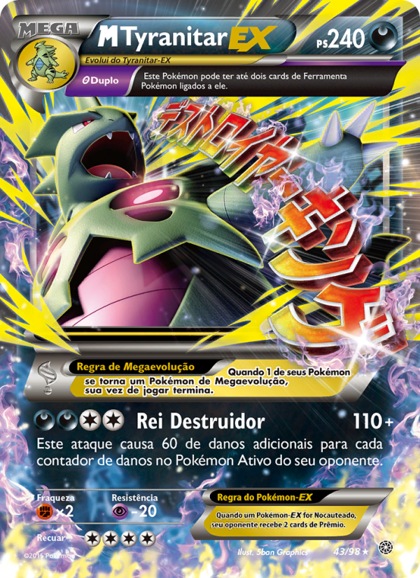 M-Tyranitar EX 43 — Origens Ancestrais (Portuguese Pokémon TCG card)
