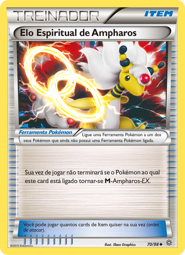 Elo Espiritual de Ampharos 70 — Origens Ancestrais (Portuguese Pokémon TCG card)