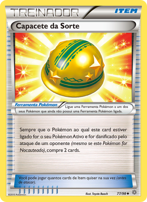 Capacete da Sorte 77 — Origens Ancestrais (Portuguese Pokémon TCG card)