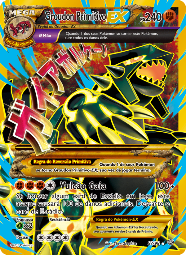 Groudon Primitivo EX 97 — Origens Ancestrais (Portuguese Pokémon TCG card)