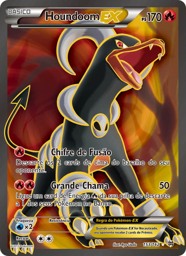 Houndoom EX 153 — Turbo Revolução (Portuguese Pokémon TCG card)