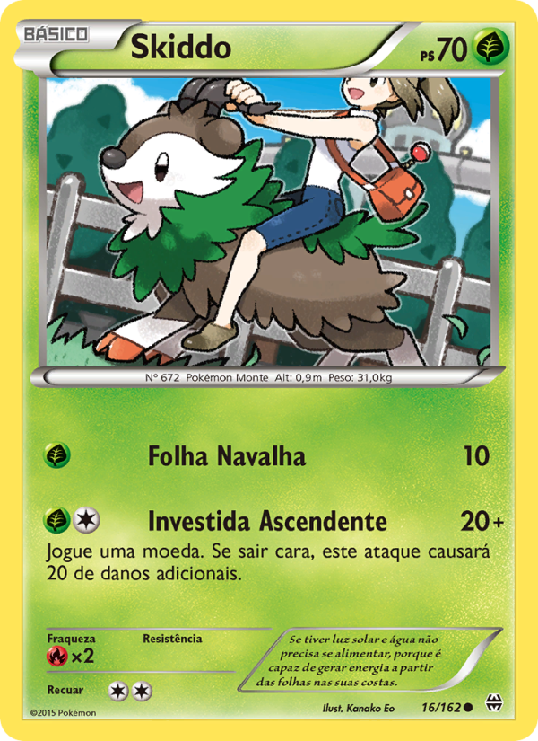Skiddo 16 — Turbo Revolução (Portuguese Pokémon TCG card)