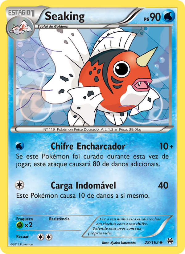 Seaking 28 — Turbo Revolução (Portuguese Pokémon TCG card)
