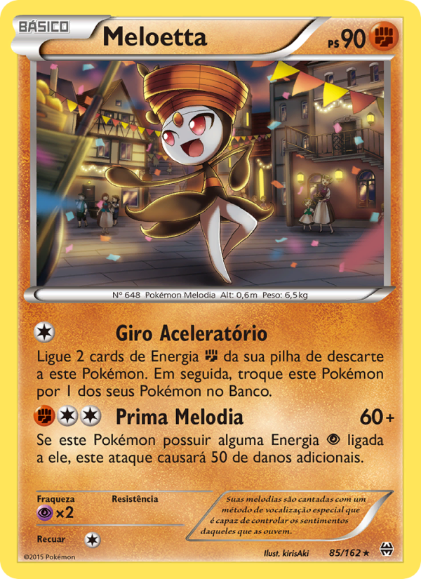 Meloetta 85 — Turbo Revolução (Portuguese Pokémon TCG card)