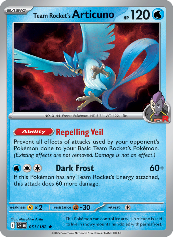 Team Rocket's Articuno 051/244 — Destined Rivals (English Pokémon TCG card)