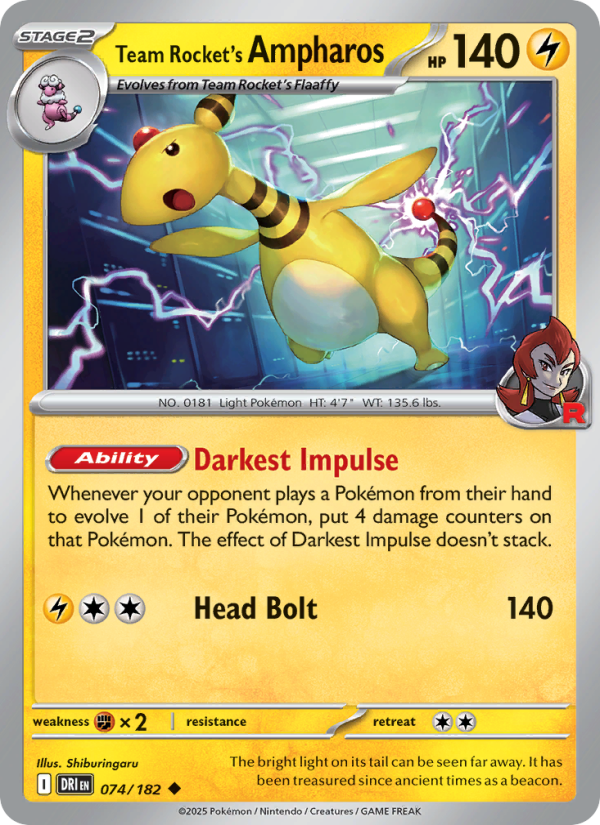 Team Rocket's Ampharos 074/244 — Destined Rivals (English Pokémon TCG card)