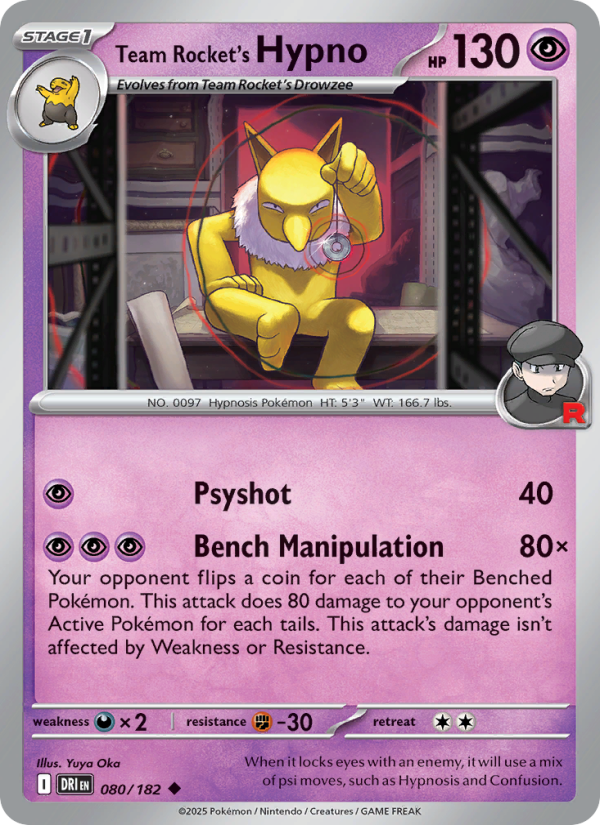Team Rocket's Hypno 080/244 — Destined Rivals (English Pokémon TCG card)