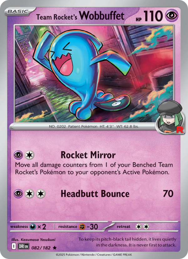 Team Rocket's Wobbuffet 082/244 — Destined Rivals (English Pokémon TCG card)