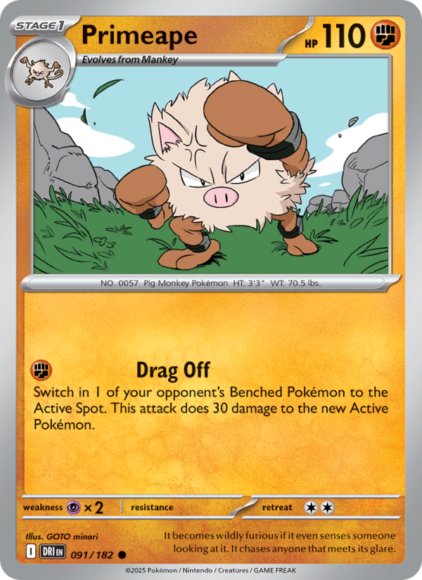 Primeape 091/244 — Destined Rivals (English Pokémon TCG card)