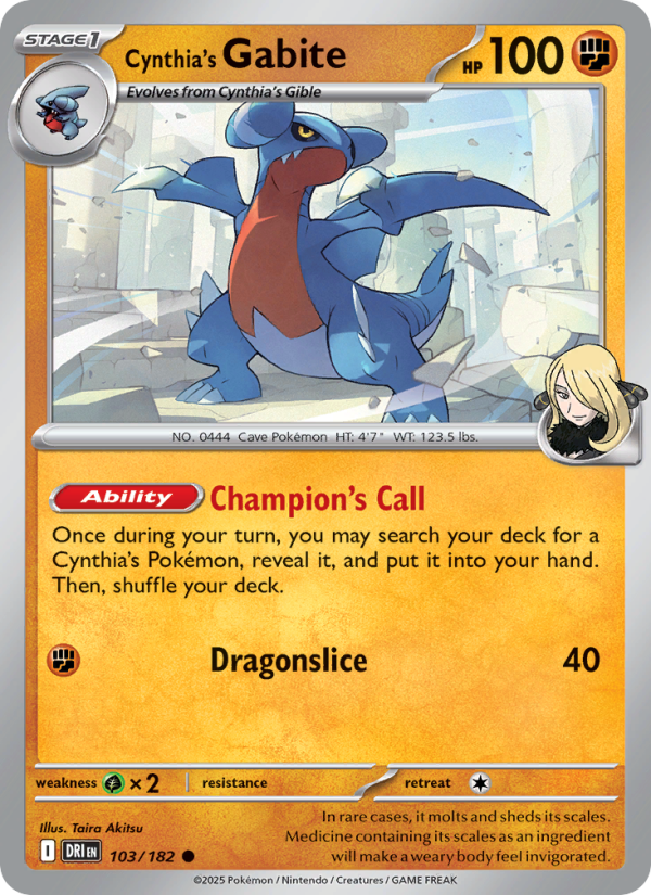 Cynthia's Gabite 103/244 — Destined Rivals (English Pokémon TCG card)