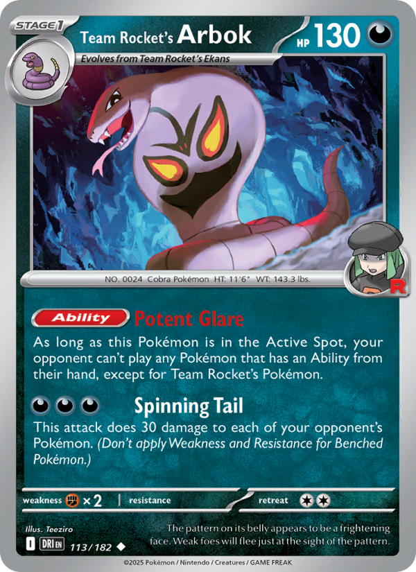 Team Rocket's Arbok 113/244 — Destined Rivals (English Pokémon TCG card)