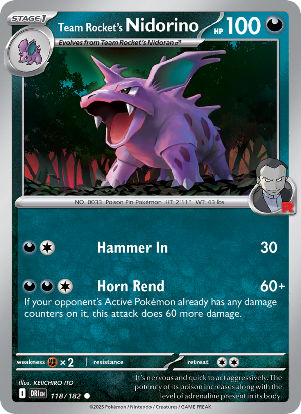 Team Rocket's Nidorino 118/244 — Destined Rivals (English Pokémon TCG card)